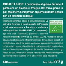 Carica l&#39;immagine nel visualizzatore di Gallery, Nutrimea Spirulina BIO | 540 Compresse Con Proteine Vegetali | Alga It