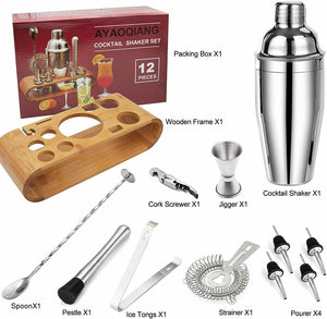 AYAOQIANG Set Cocktail 12 Pezzi, Kit da Barman in Acciaio Inox, Cocktail...
