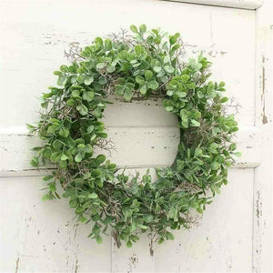Miaouyo, ghirlanda di fiori artificiali per porta casa, 40 cm, Verde