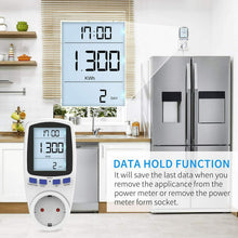 Carica l'immagine nel visualizzatore di Gallery, Presa schuko con misurazione costi di energia, Display LCD regolabile, 3680 W