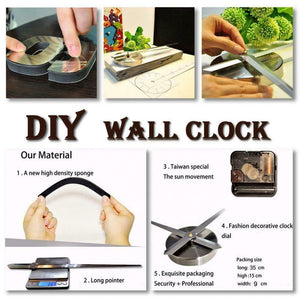 UBAYMAX Orologio da Parete Adesivo,3D Mirror Modern Wall Clock,DIY Argento