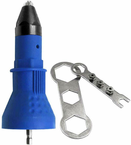 Kit adattatore rivetto per trapano elettrico, con dado, Blu