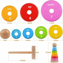 Carica l'immagine nel visualizzatore di Gallery, Gioco in legno per bambini, Anelli impilabili per educazione Colorato Prescolare