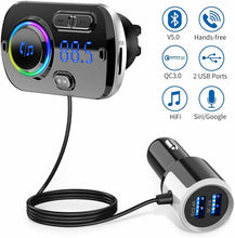 Carica l'immagine nel visualizzatore di Gallery, Trasmettitore bluetooth per autoradio FM Kit vivavoce e carica batterie per auto