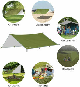 Tenda da campeggio parasole da 3 x 4 m in nylon, Protezione UV e pioggia, Verde