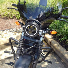 Carica l'immagine nel visualizzatore di Gallery, Faro Anteriore LED per moto, Occhio di angelo compatibile per Harley 5.75", Nero