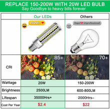 Carica l&#39;immagine nel visualizzatore di Gallery, 2 x Lampadine domestiche LED con attacco E27 20W 2500 LM 6000 K, Luce fredda
