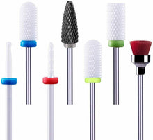 Carica l&#39;immagine nel visualizzatore di Gallery, 7 x Punte per fresa per unghie in ceramica per levigare rimuovere permanente Kit