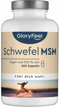 Carica l&#39;immagine nel visualizzatore di Gallery, gloryfeel Integratore MSM Metilsulfonilmetano Zolfo Organico MSM 1600mg 6mesi