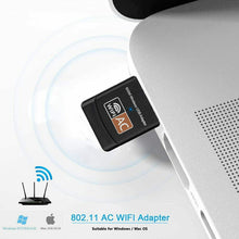 Carica l'immagine nel visualizzatore di Gallery, Mini Adattatore WiFi Dual Band 2.4 Ghz 5.8 Ghz, AC 600Mbps Rete Dongle Portatile