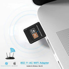 Carica l&#39;immagine nel visualizzatore di Gallery, Mini Adattatore WiFi Dual Band 2.4 Ghz 5.8 Ghz, AC 600Mbps Rete Dongle Portatile