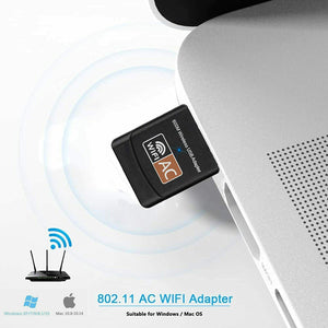 Mini Adattatore WiFi Dual Band 2.4 Ghz 5.8 Ghz, AC 600Mbps Rete Dongle Portatile