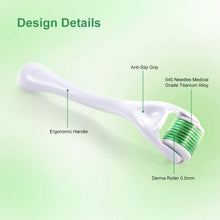Carica l'immagine nel visualizzatore di Gallery, Derma roller per trattamento pelle del viso e cute, 540 aghi in titanio da 0.5mm