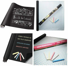 Carica l'immagine nel visualizzatore di Gallery, 2 x Lavagna Adesiva Rimovibile in PVC Nero 44 X 210cm + 5 Gessetti