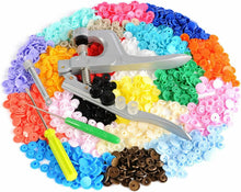 Carica l'immagine nel visualizzatore di Gallery, Kit da 300 Bottoni a Pressione e Pinze in Metallo, 20 Colori, in Plastica