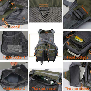PELLOR Gilet da Pesca, Multi-Tasca Maglia Traspirante Giubbino Pesca La di...