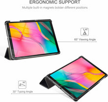 Carica l'immagine nel visualizzatore di Gallery, Custodia a portafoglio compatibile per Samsung Galaxy Tab A 10.1 2019 + Vetro