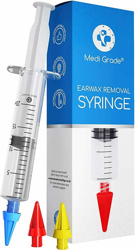 Medi Grade Kit Siringa Pulisci Orecchie – Siringa per Tappi Orecchie con 3 Punte