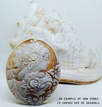Carica l&#39;immagine nel visualizzatore di Gallery, GUSCIO ITALIANO ORIGINALE Cameo Collana, fatti a mano in Italia, argento sterling 925- mostra il titolo originale