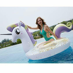 Myir Piscina Gigante Gonfiabile Trasparente Unicorno con Paillettes