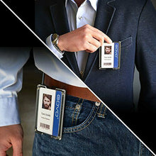Carica l'immagine nel visualizzatore di Gallery, Carta di pelle Govo porta badge/ID – ultra resistente, con clip in Black.