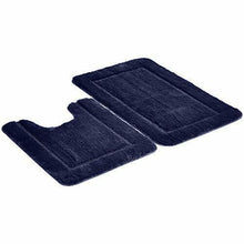 Carica l&#39;immagine nel visualizzatore di Gallery, AmazonBasics - Set di tappeti da bagno con bordi scolpiti, 2 pezzi Blu Scuro