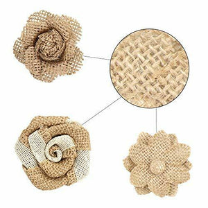 Meetory, Set di 24 Fiori in Iuta e fiocchetti Iuta, 8 Stili Naturali,...