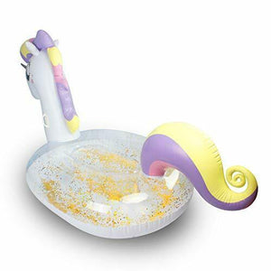 Myir Piscina Gigante Gonfiabile Trasparente Unicorno con Paillettes