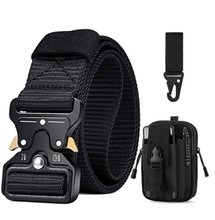 Carica l'immagine nel visualizzatore di Gallery, Cintura in nylon con fibbia a sgancio rapido in metallo + Borsa tattica in nylon