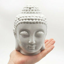 Carica l'immagine nel visualizzatore di Gallery, Moylor - Brucia-essenze a forma di testa Buddha, in ceramica White