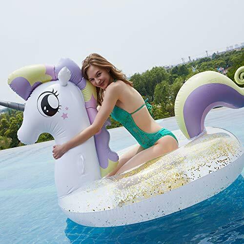 Myir Piscina Gigante Gonfiabile Trasparente Unicorno con Paillettes