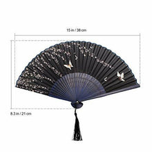 Carica l'immagine nel visualizzatore di Gallery, WINOMO Giapponese Portatile Bambù Seta Ventaglio (Farfalla con Sakura)