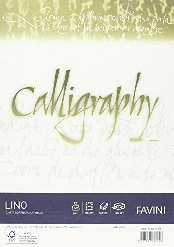Favini A69Q514 Carta Calligraphy, Effetto Lino, 1 Confezione da 50 fogli