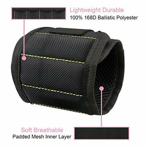Braccialetto magnetico con 15 potenti magneti e tasche per contenere Nero