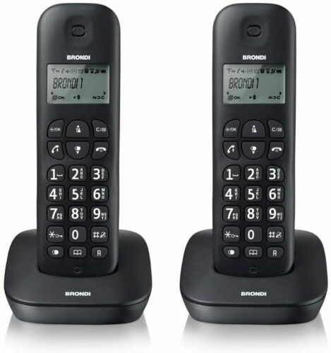 Telefono Cordless Brondi Gala Twin, Coppia di telefoni cordless, 1 linea, Nero