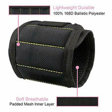 Carica l&#39;immagine nel visualizzatore di Gallery, Braccialetto magnetico con 15 potenti magneti e tasche per contenere Nero