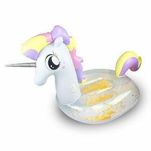 Myir Piscina Gigante Gonfiabile Trasparente Unicorno con Paillettes