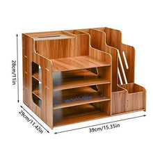 Carica l&#39;immagine nel visualizzatore di Gallery, FOCCTS scrivania organizzatore da tavolo in legno organizer da...