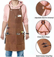 Carica l'immagine nel visualizzatore di Gallery, QEES Workman Tool grembiule lavoro regolabile resistente tela cerata...