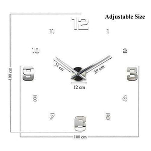 UBAYMAX Orologio da Parete Adesivo,3D Mirror Modern Wall Clock,DIY Argento