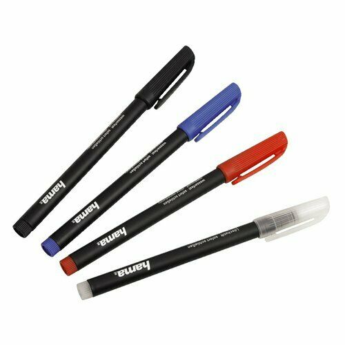 Hama 4 Pennarelli CD/Dvd, Nero,Rosso,Blu, correttore