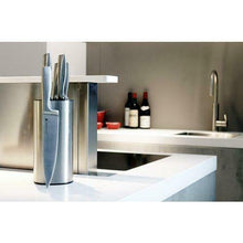 Carica l&#39;immagine nel visualizzatore di Gallery, Ceppo Portacoltelli (senza coltelli) Cilindrico in Acciaio Inox Salvaspazio...