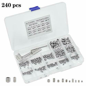 240 Pz Viti Senza Testa M3 M4 M5 M6 M8 Vite Grani in Acciaio INOX con Brugola