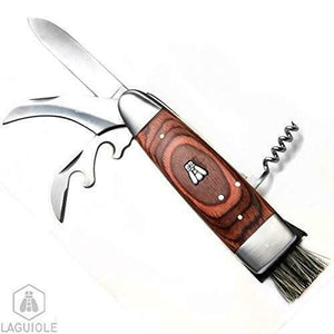 LAGUIOLE Coltello da funghi, con custodia in pelle, nera. multifunzioni 20cm