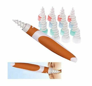 Pulitore per orecchie con spirale in silicone + 16 testine di ricambio lavabili