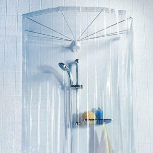 Spirella Ombrella Clear 1004436 Telaio a Ombrello per Doccia, con Tenda...