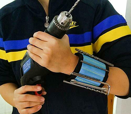Braccialetto magnetico con 15 potenti magneti e tasche per contenere Blu