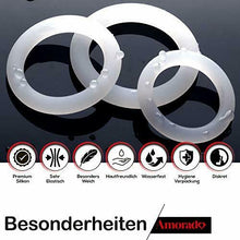 Carica l&#39;immagine nel visualizzatore di Gallery, Amorado, set di 3 anelli per il pene (cock ring) in silicone, un M, Bianco