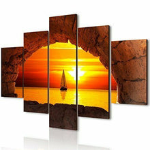 Carica l'immagine nel visualizzatore di Gallery, Lupia Quadro Moderno 5 Pezzi in Legno Vogue 66X115 cm Finestra inl Tramonto