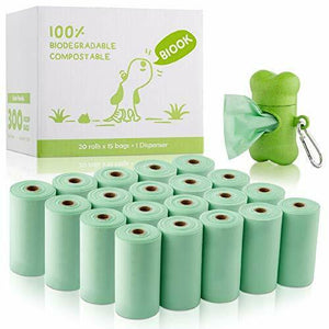 Sacchetti Igienici per Cane Biodegradabili al 100% con 1 Dispenser, Materiali a